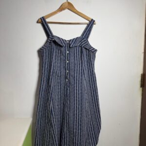 Vestido Azul Estampado Florzinhas e Geométricos com Botões – Eveiza – tam M
