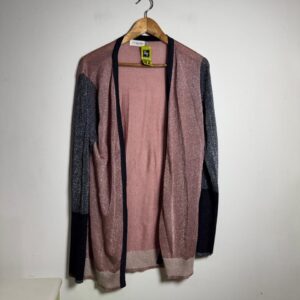 Sobreposição / Cardigã Lurex Rosa e Preto – Brooksfield – tam GG