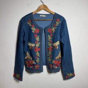Blazer Azul Bordado Abelhas e Rosas com Tachas – Angel City – tam GG