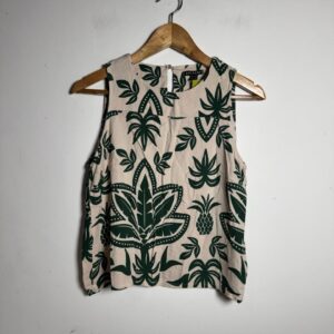 Blusa Regata Estampada Tropical Nude e Verde – Zinzane – tam M