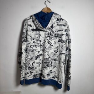 Moletom Casaco Com Zíper Branco com Desenhos Gráficos – Adidas – tam M