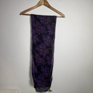 Lenço Estampado Xadrez Roxo com Preto e Poás Marrons