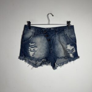 Short Jeans Destroyed com Botões Assimétricos – Vestily – tam 40