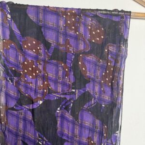 Lenço Estampado Xadrez Roxo com Preto e Poás Marrons