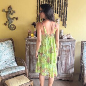 Vestido Verde Estampado Floral com Babados – 3b’s – tam G