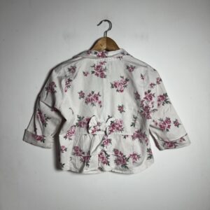 Casaquinho Cropped Branco Floral com Laço – d’bela – tam P