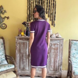 Vestido Roxo de Tricô com Listras – tam G