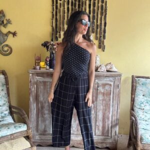 Calça Pantacourt Preta e Branca Quadriculada – YSC city – tam G