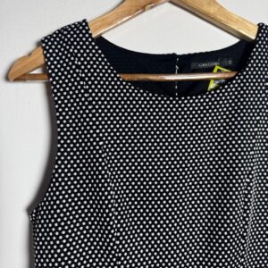 Blusa Regata Peplum Poá Preta e Branca – Gregory – tam 44