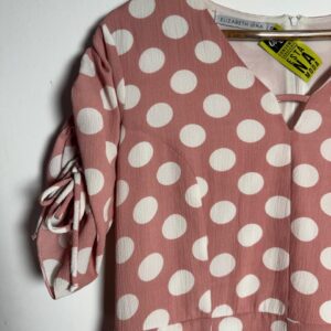Vestido Rosa Poá com Manga Curta – Elizabeth – tam G