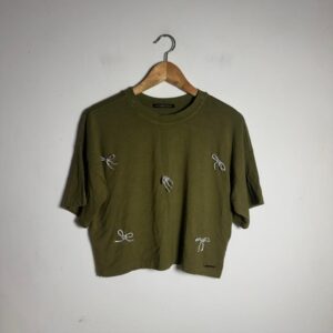 Cropped Verde Musgo com Laços de Brilho – Miss Dior – tam M