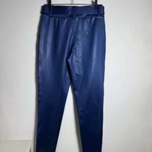 Calça Azul Sintética Acetinada com Cinto – Miss Dior – tam M
