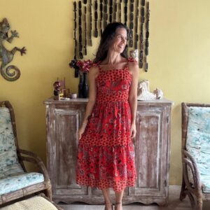 Vestido Midi de Alças com Estampa Paisley e Floral – Urban Race – tam M