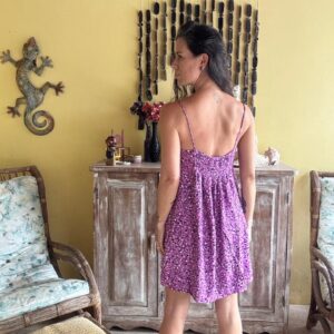 Vestido Curto Alças Finas Lilás Poá – Amaro – tam M