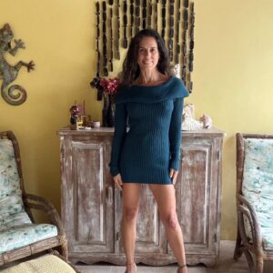 Vestido Curto Canelado Ombro a Ombro Verde Escuro – Armani – tam P