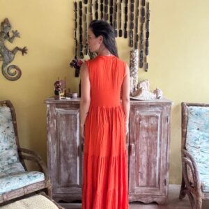 Vestido Longo Laranja com Babados – Miss Dior – tam M