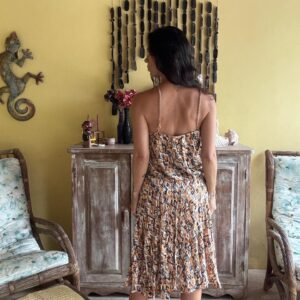 Vestido Halter Estampa Laranja Geométrico com Corrente – Cambodja – tam G