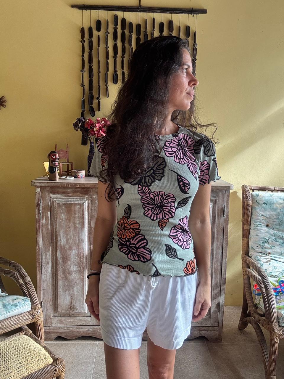 Blusa Estampa Flores – Bluesteel – tam M - Imagem 3