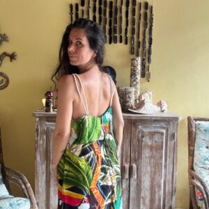 Vestido Estampado Tropical Alças em Corda – Passifloris – tam 42