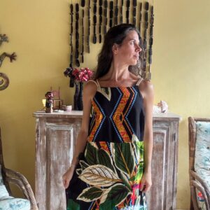 Vestido Estampado Tropical Alças em Corda – Passifloris – tam 42