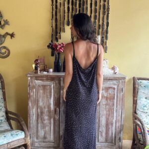 Vestido Longo Preto Estampado – tam GG