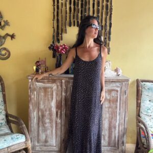 Vestido Longo Preto Estampado – tam GG