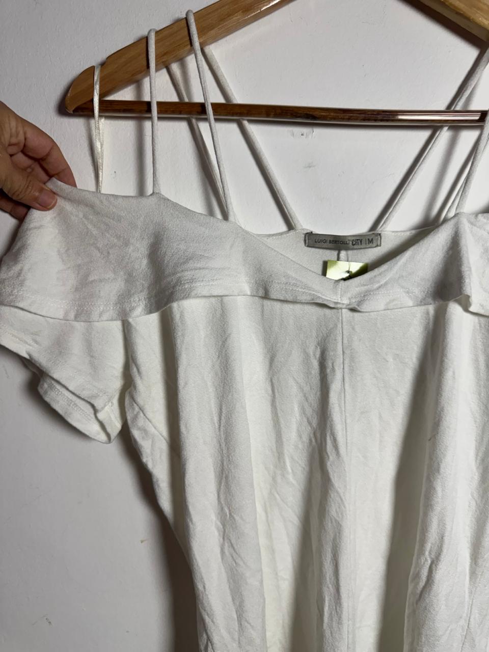 Blusa Branca Ombro a Ombro com Alças e Babado – Luigi Bertolli – tam M - Imagem 3