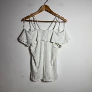 Blusa Branca Ombro a Ombro com Alças e Babado – Luigi Bertolli – tam M