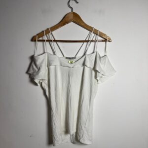 Blusa Branca Ombro a Ombro com Alças e Babado – Luigi Bertolli – tam M
