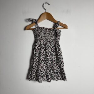 Vestido Animal Print de Oncinha com Rosa – Poim – tam 1