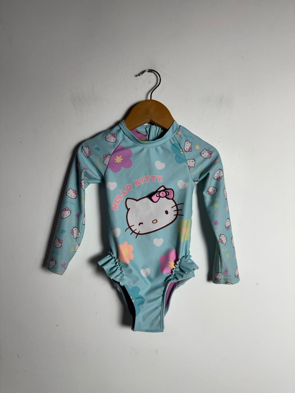 Maiô Infantil Manga Longa Estampa Hello Kitty – Tam 2