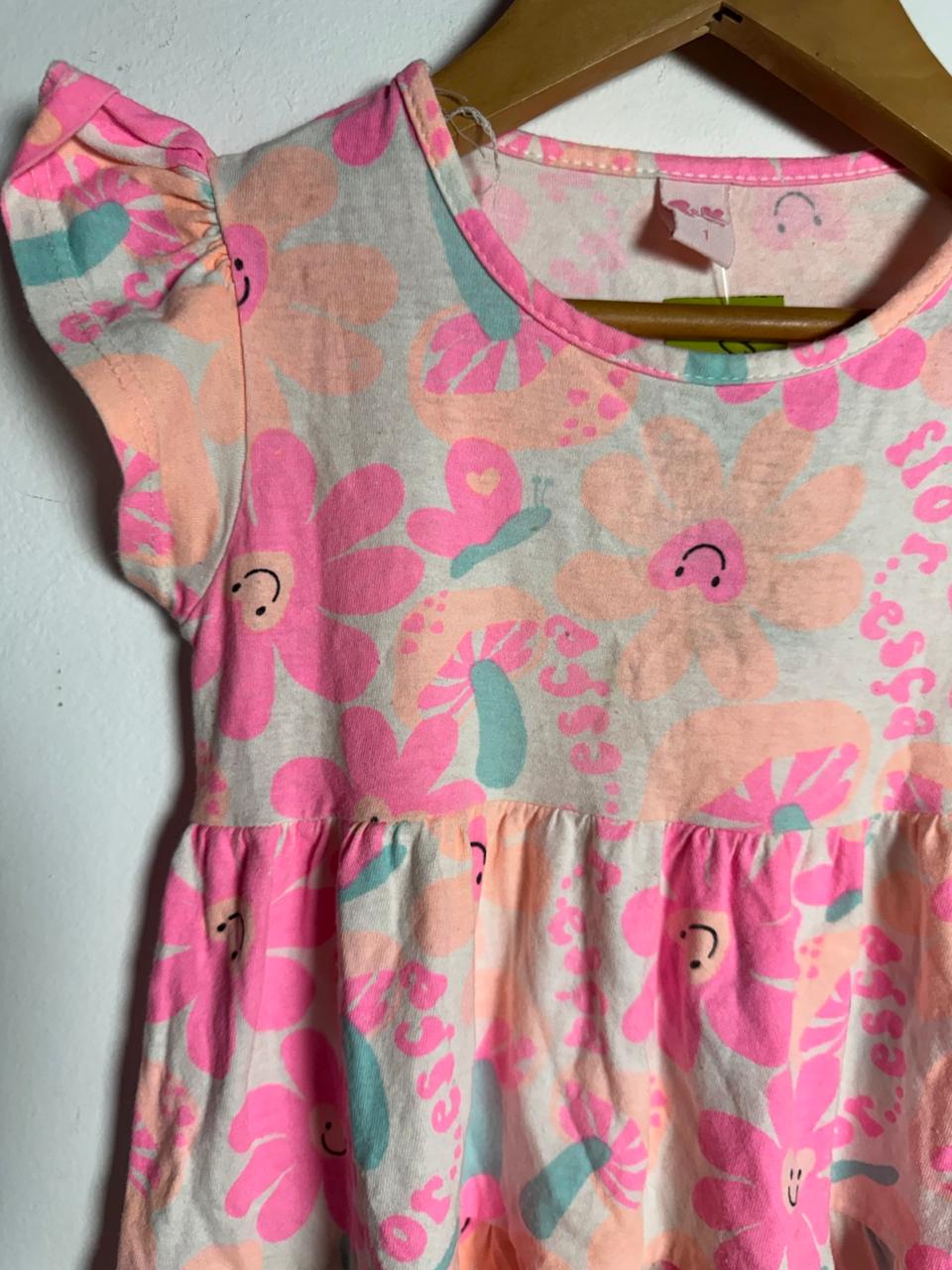 Vestido Infantil "Floresça" Flores Rosa – TeK – tam 1 - Imagem 4