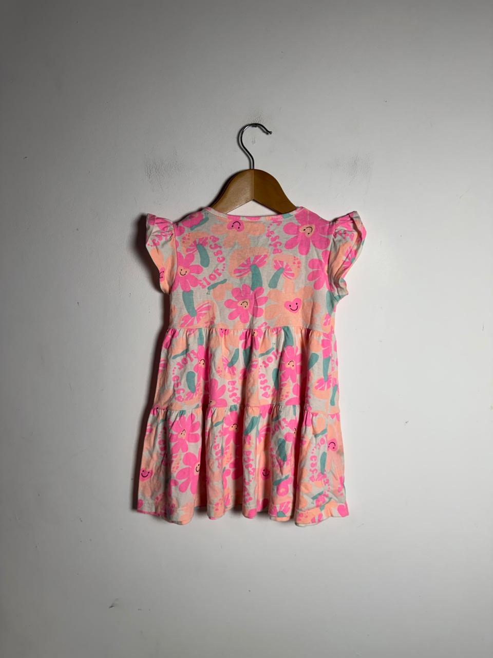 Vestido Infantil "Floresça" Flores Rosa – TeK – tam 1 - Imagem 2