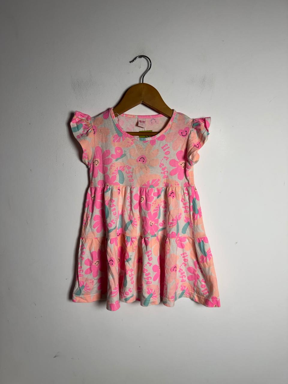 Vestido Infantil "Floresça" Flores Rosa – TeK – tam 1