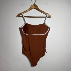 Body Marrom com Bojo e Detalhe Branco – Use Ana Bella – tam GG