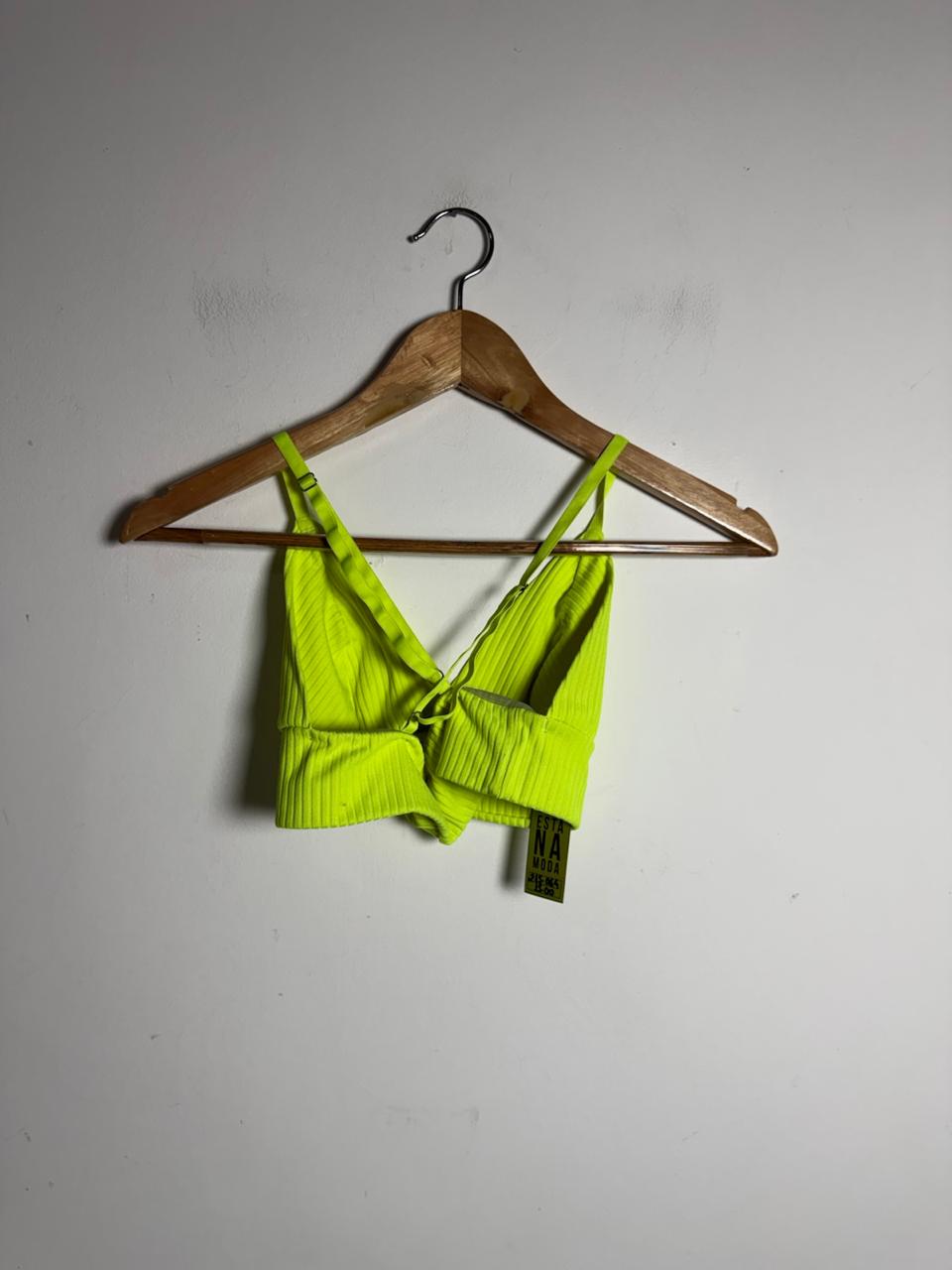 Top Cropped Canelado Neon Amarelo – tam P - Imagem 3