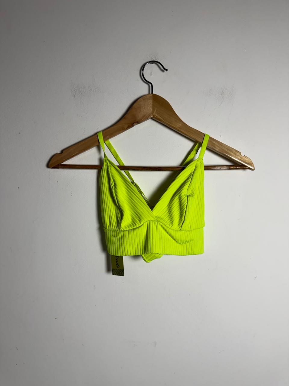 Top Cropped Canelado Neon Amarelo – tam P