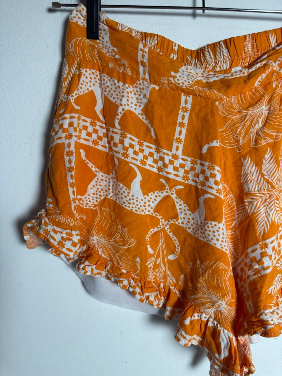 Short Estampa de Palmeiras e Onças Laranja e Branco – tam P - Imagem 4