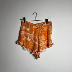 Short Estampa de Palmeiras e Onças Laranja e Branco – tam P