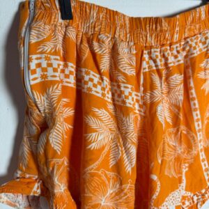 Short Estampa de Palmeiras e Onças Laranja e Branco – tam P