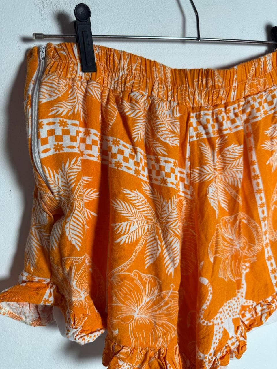 Short Estampa de Palmeiras e Onças Laranja e Branco – tam P - Imagem 2