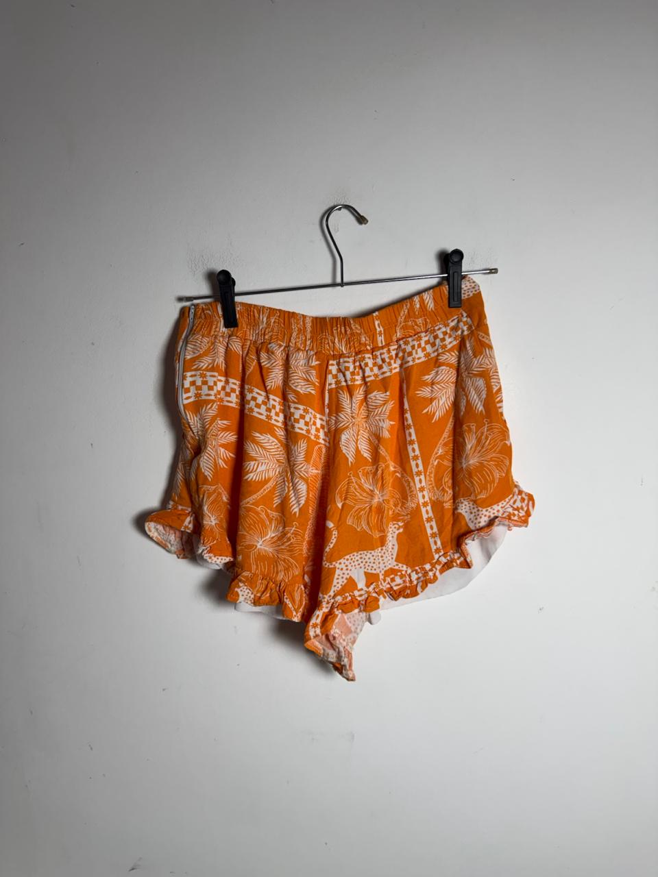 Short Estampa de Palmeiras e Onças Laranja e Branco – tam P - Imagem 3