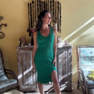 Vestido Canelado Verde Bandeira – tam 38