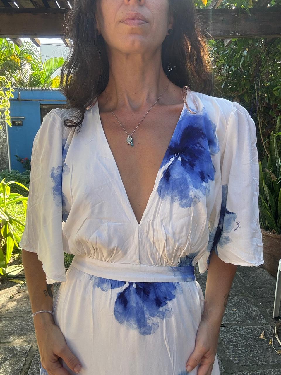 Vestido Longo Azul e Branco – Angel – tam GG - Imagem 4