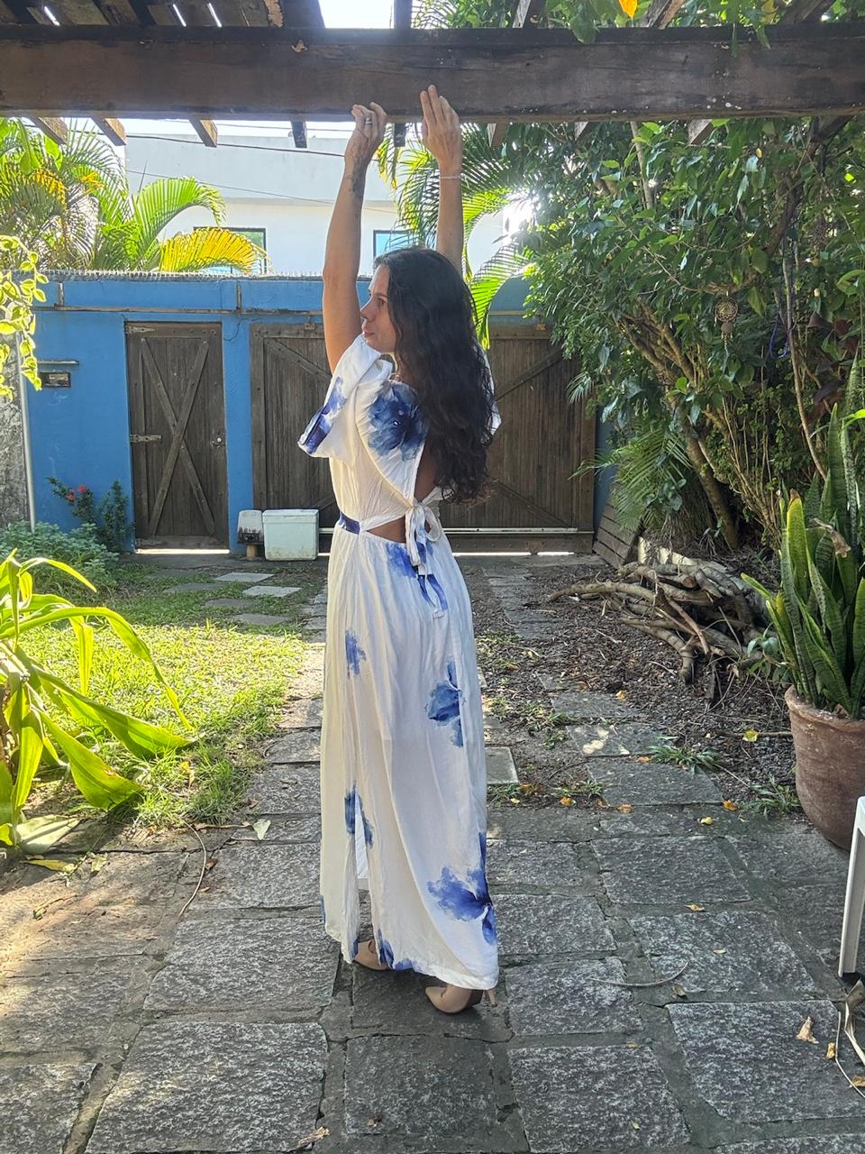 Vestido Longo Azul e Branco – Angel – tam GG - Imagem 2