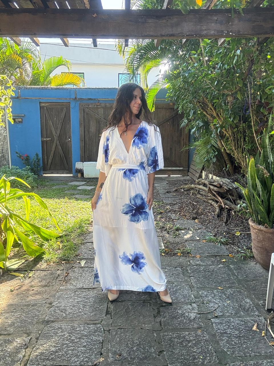 Vestido Longo Azul e Branco – Angel – tam GG - Imagem 7