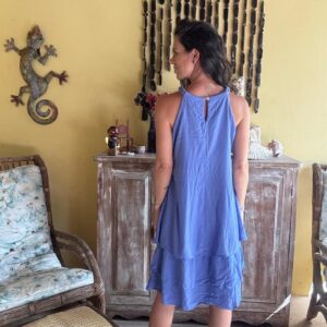 Vestido Brilhante Azul Lilás com Babados – BluK – tam P