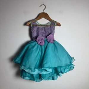 Vestido Lilás e Azul-turquesa com Tule e Laço – Lilitikas – tam PP, 1