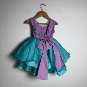 Vestido Lilás e Azul-turquesa com Tule e Laço – Lilitikas – tam PP, 1
