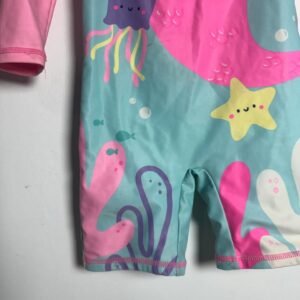 Macacão de Banho Infantil Estampa Sereia Azul e Rosa – Tam 2
